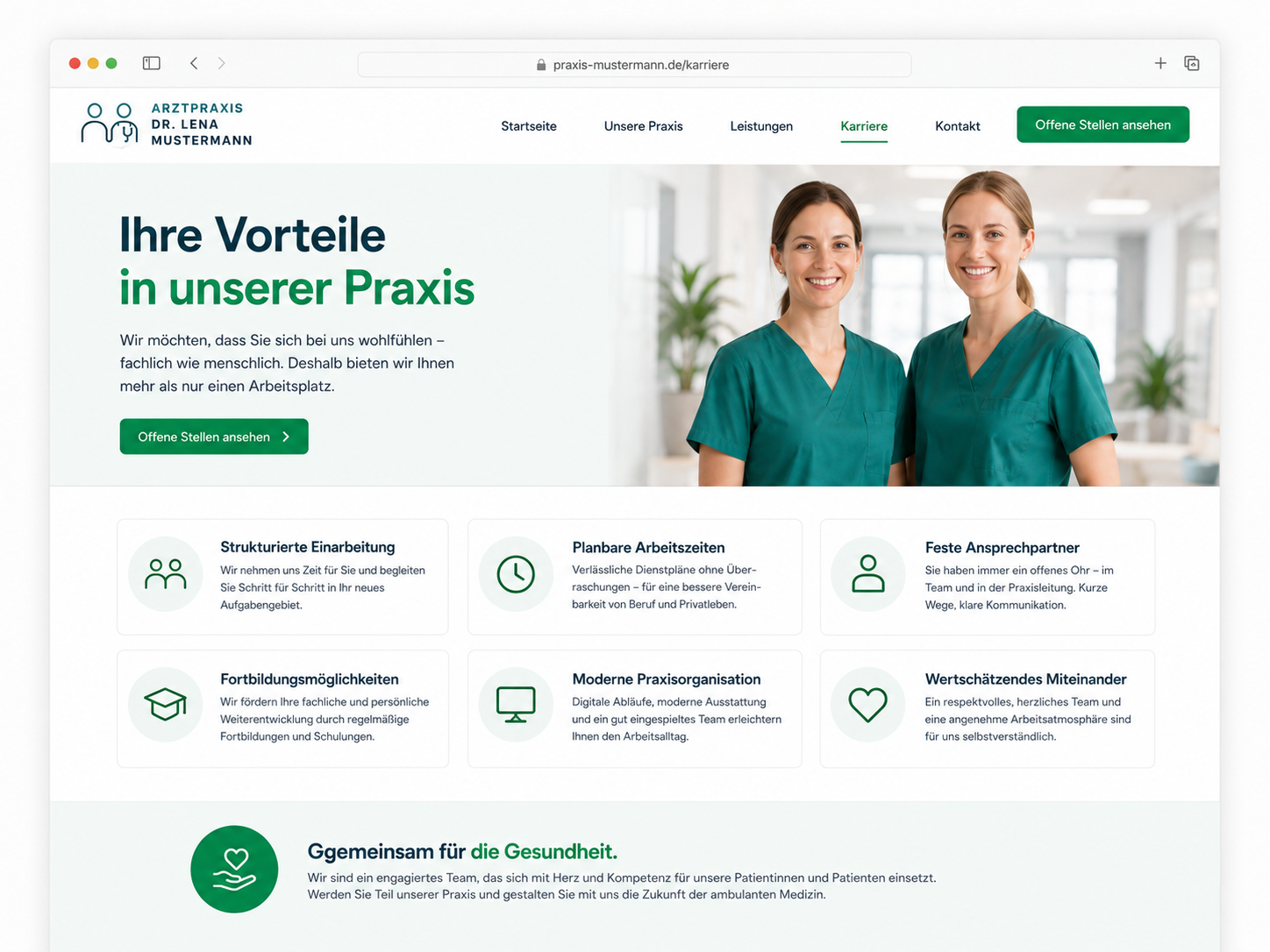 Einblick in das Premium-Modul Karriereseite