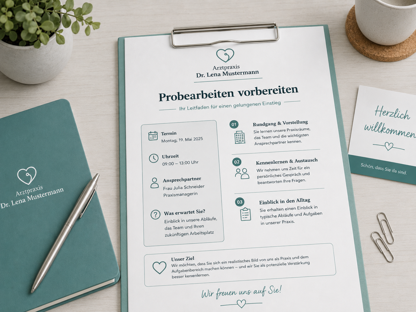 Screenshot einer Onboarding-Checkliste für Arztpraxen